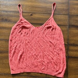 Coral Ribbed Knit Women's Tank Top